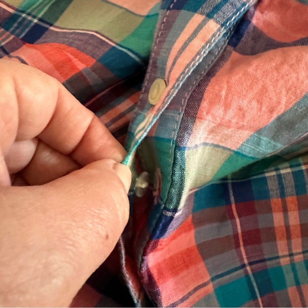 Talbots Pink & Blue Madras Plaid Sleeveless Dress - Picture 12 of 16